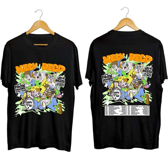 Neck Deep With Drain, Bearings, Higher Power 2024 Tour T Shirt