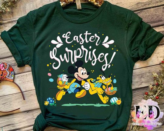 Discover Cute Mickey Mouse and Pluto Surprise Happy Easter Day 2024 T-shirt