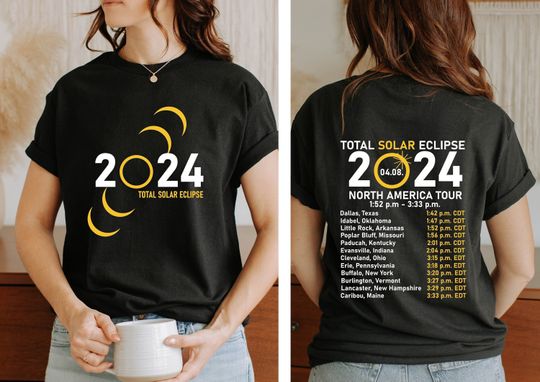 Total Solar Eclipse 2024 Shirt, Double-Sided Shirt, April 8th 2024 Shirt
