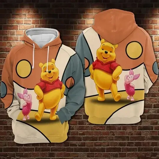 Spring and Autumn New Boys and Girls 3d Printing Disney Winnie the Pooh 3D Hoodies