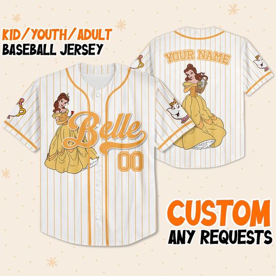 Discover Personalized Disney Princess Belle Beauty and the Beast Simple Baseball Jersey
