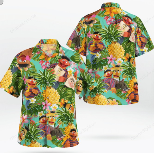 Bert And Ernie The Muppets Hawaiian Shirt, Disney Button Up Shirt, Disney Aloha Shirt