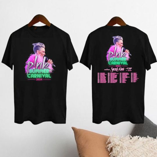 2024 P!NK Pink Tour Graphic T-Shirt, Summer Carnival 2024 Pink Tee