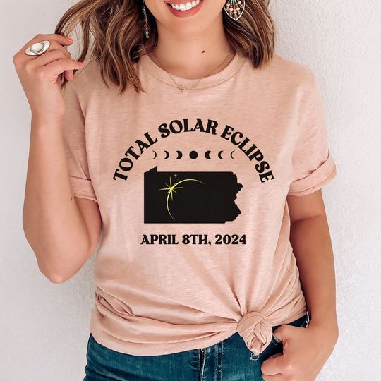 Discover Total Solar Eclipse Shirt, Pennsylvania Totality Eclipse April 2024 Shirt