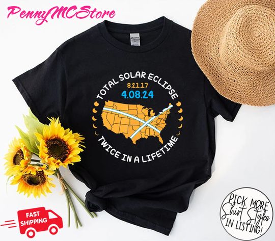 Discover Retro Total Solar Eclipse Twice in a Lifetime 2024 T-Shirt