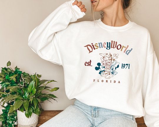 Discover Retro Mickey And Friends Disneyworld Est 1971 Sweatshirt, Disneyworld Shirt