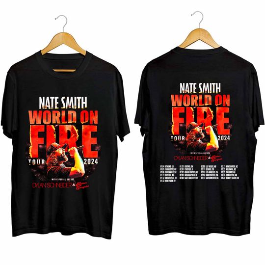 Discover Nate Smith World On Fire Tour 2024 Shirt, Nate Smith Fan Shirt