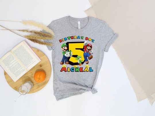 Discover Mario Birthday Custom T Shirt, Super gift, Personalized Family T Shirt