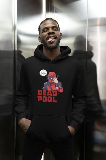 Unisex Deadpool Printed Hoodie, Funny Deadpool Pullover Hoodie