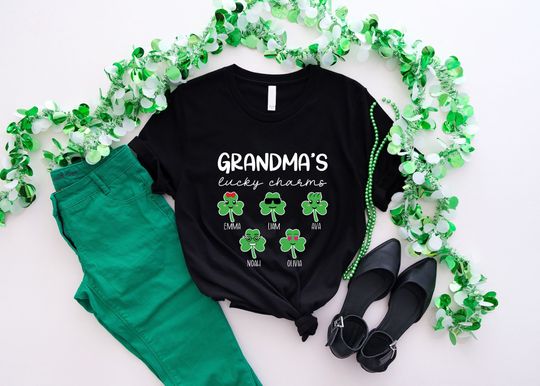 Discover Grandma's Lucky Charms Shirt, Custom Grandma St Patrick's Day