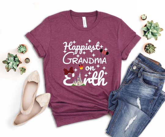 Discover Happiest Grandma On Earth Shirt, Disney Grandma Shirt, Disney Vacation Shirt