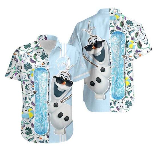 Funny Olaf Wearing Sunglasses SkateBoarding Hawaii Shirt
