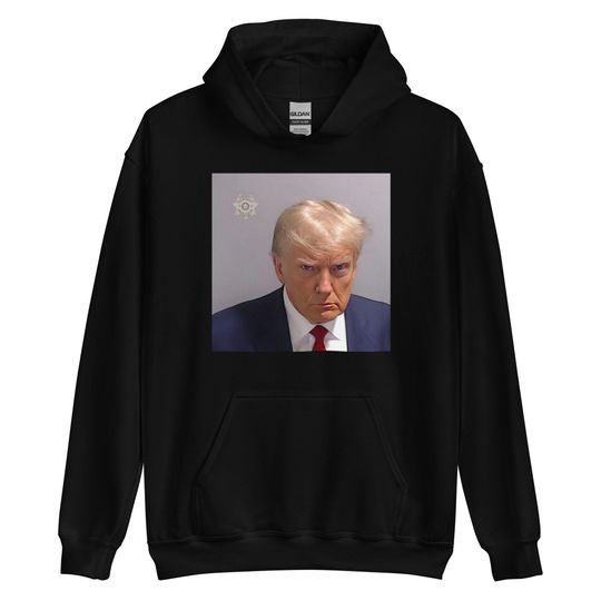Discover Trump Mugshot Unisex Hoodie HIGH RESOLUTION