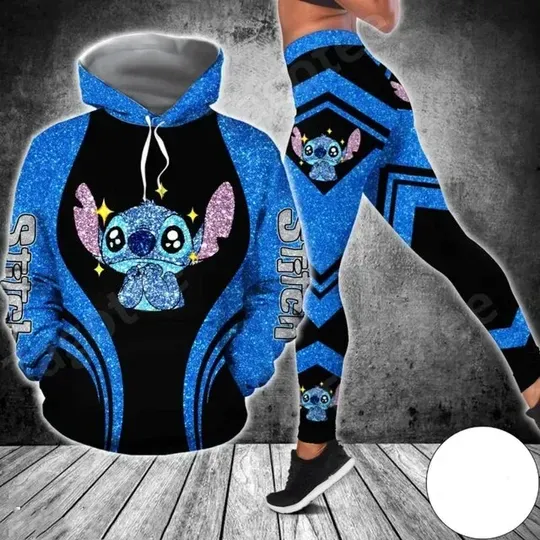 2024 Disney Stitch Hoodie Women's Hoodie Leggings Suit Stitch Yoga Pants