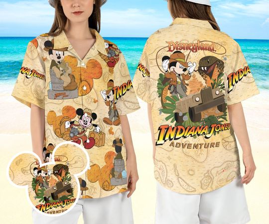 Mickey Indiana Jones Hawaiian Shirt, Disneyland Adventure Hawaiian