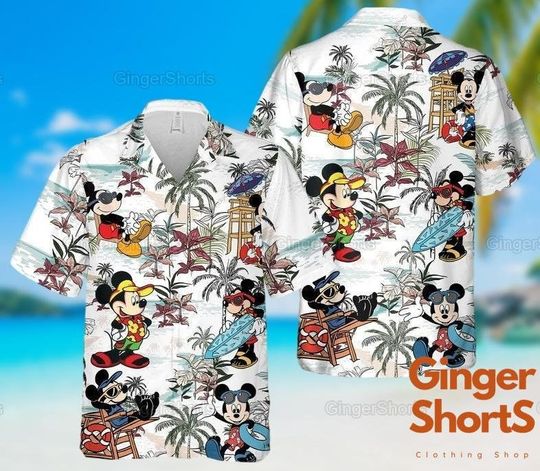 Discover Mickey Hawaiian Shirt, Disney Hawaiian Shirt, Mickey Button Shirt