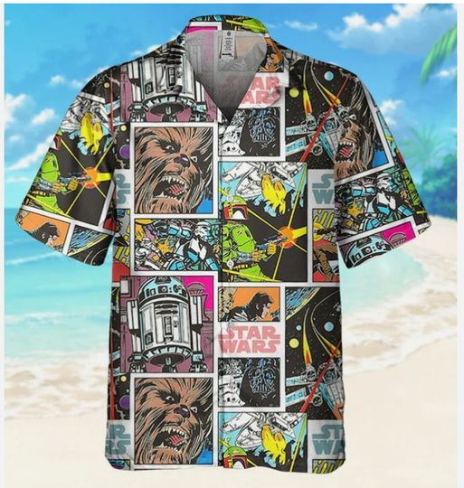 Stars Wars Comic Book Hawaiian Shirt, Aloha Disney Hawaiian