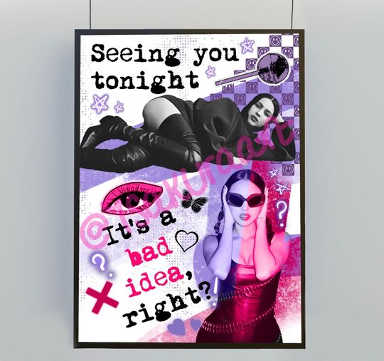 Olivia Rodrigo GUTS inspired art print, bad idea right song