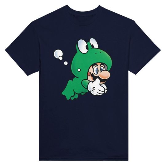 Super Mario Bros Frog Mario TShirt Video Game Cotton Frogman T Shirt
