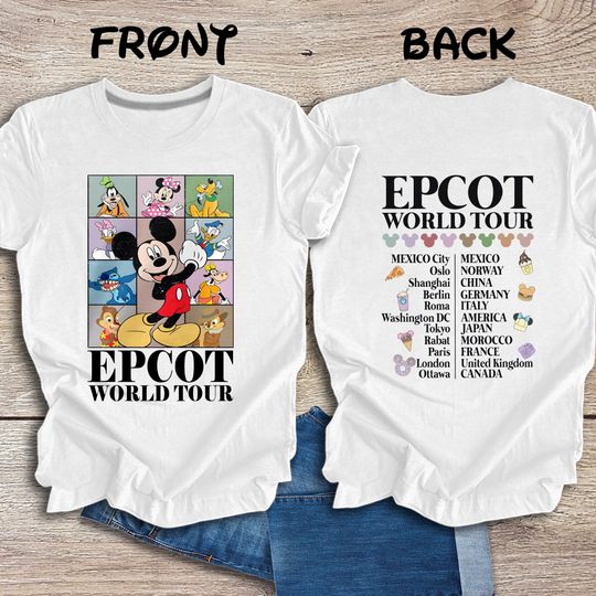 Vintage Disney Epcot World Tour Shirt, Drink Around The World Traveler Shirt, Disneyland Family Matching T-Shirt
