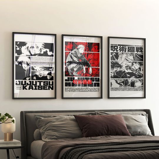 Jujutsu Satoru Posters, Manga Art Anime Wall, Satoru Gojo, Yuji Itadori