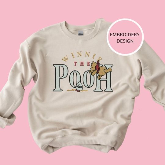 Winnie The Pooh Embroidered Sweatshirt, Disneyland Embroidered Sweater, Disneyland Sweatshirt
