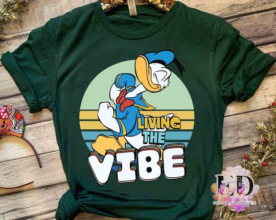 Disney Donald Duck Living The Vibe Retro T-shirt, Mickey and Friends Matching T-shirt