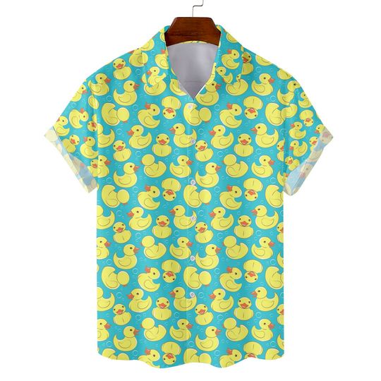 Duck Hawaiian Shirts, Aloha Summer Beach Animal Shirt Button Down Short Sleeves Hawaiian