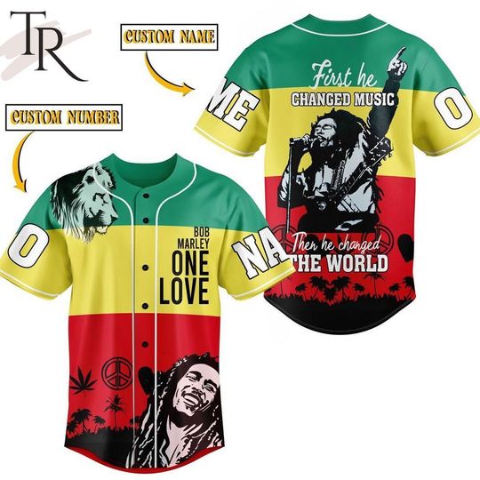 Personalized Bob Marley First He Changed Music Then He Changed The World Baseball Shirt