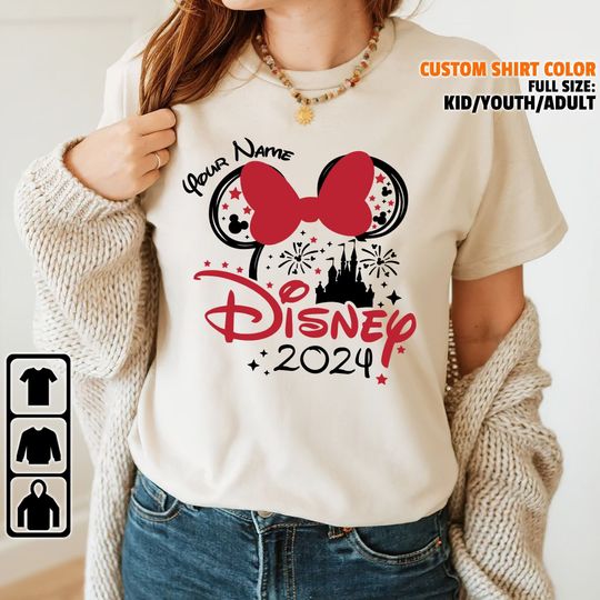 Discover Personalized Disney Family Trip 2024 Minnie Logo Disney Shirt, Disney Family Matching Shirt