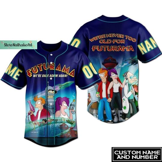 Futurama Jersey, Futurama Bender Jersey Shirt, Futurama Baseball Jersey