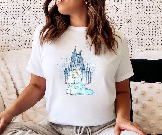 Discover Cinde Princess Shirt, Watercolor Castle T Shirt