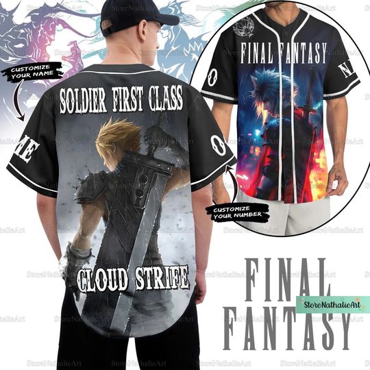 Final Fantasy Jersey, Final Fantasy Baseball Shirt, Final Fantasy Jersey