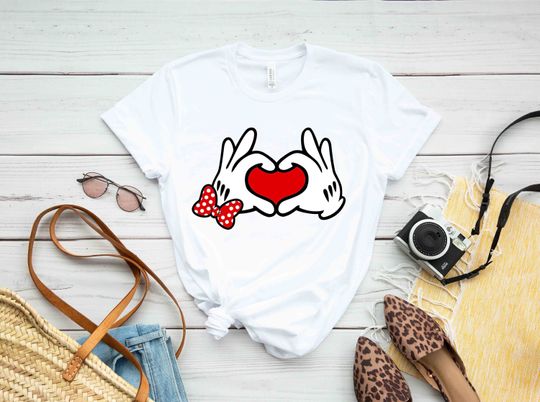 Discover Mickey Mouse Heart Hands T-Shirt, Cute Disney Trip Shirt, Family Vacation 2024 Shirt, Disney Couple Matching Shirt, Cute Mickey Disney Shirt