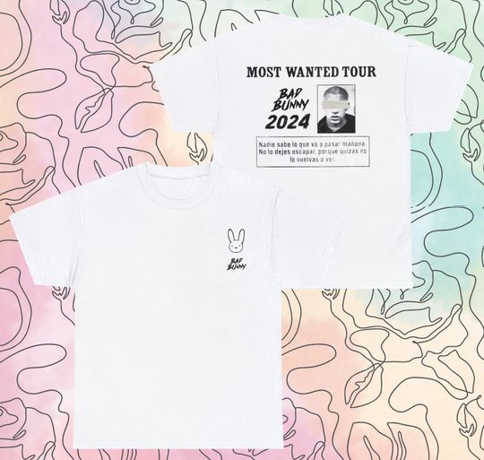 Discover Bad Bunny Most Wanted Tour 2024 Shirt, Bad Bunny Tour Shirt