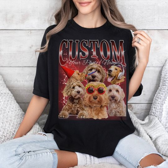 Custom Dog Bootleg retro 90s Tee Gift for her Personalized