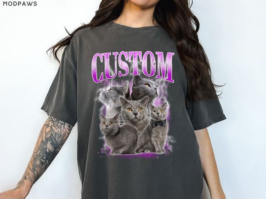 Discover Custom Comfort Colors Vintage Pet Shirt Pet Photo + Name
