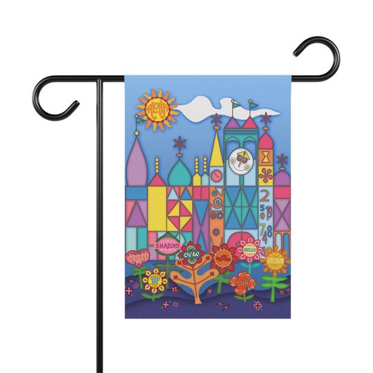 Disney's It's a Small World Garden Flag, Unique Home and Garden Flag, Disney Garden Flag