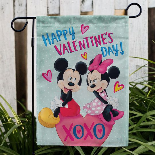 Xoxo Minnie Mickey Valentine Flag, St Valentine House Decor, Seasons Greetings Yard Art