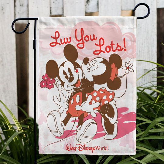 Love You Lots Minnie Mickey Flag, WDW Valentine's Day Gifts, House Decor Disney Flag