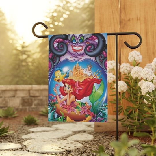 Disney Ariel from The Little Mermaid movie with Ursula Garden & House flag