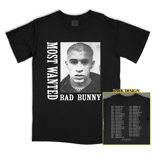MOST WANTED- Double sided Heavy Weight Tour Merch Bad Bunny 2024 Crop Top T Shirt