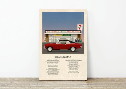 Racing in the Street Bruce Springsteen lyric poster unframed art print