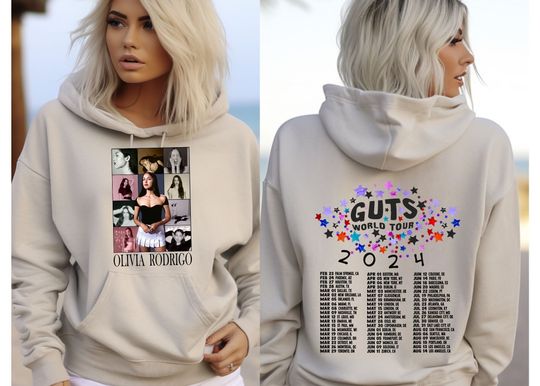 Olivia, Guts ,World Tour, Double Sided Hoodie,  Tour Dates 2 Side Hoodie, 2024 Concert Fan