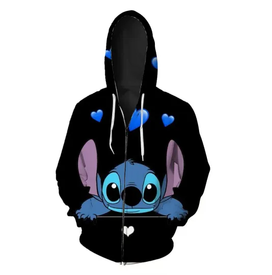 Discover Disney Adorable Stitch 3D Zip Hoodie