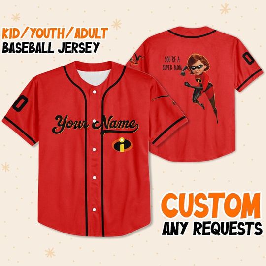 Discover Personalized The Incredibles You're A Super Mom Disney Baseball Jersey, Disney Jersey, Mother's Day Gift