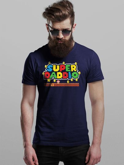 Fathers Day T Shirt, Super Daddio Gamer Dad Fun Gift Novelty T-Shirts