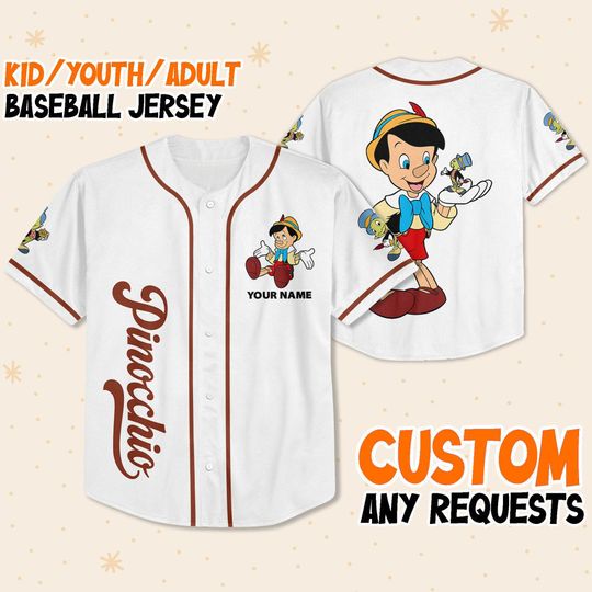 Discover Personalized Disney Pinocchio Simple Baseball Jersey