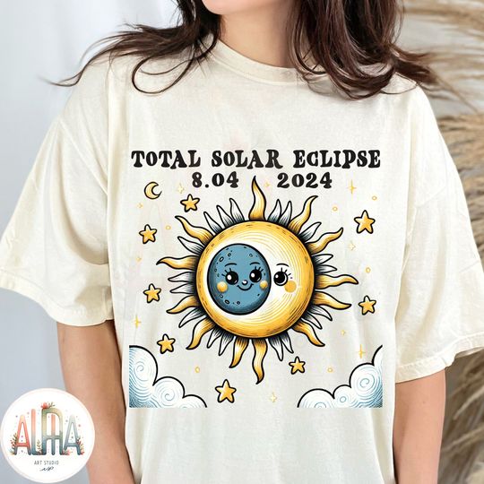 Discover 2024 Solar Eclipse Doodle Watercolor Tshirt