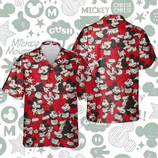 Discover Funny Mickey Mouse Disney Cartoon Themed Aloha Hawaiian Shirt